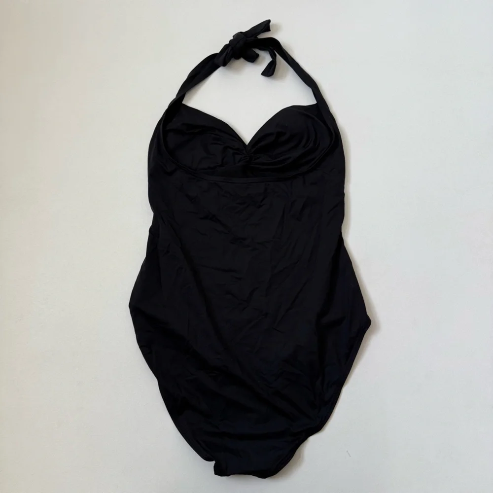 Tommy Bahama One Piece Black Bathing Suit Halter Top Style Womens Size 10